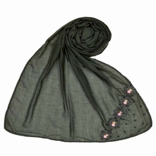 Designer cotton one sided hijab- Grey